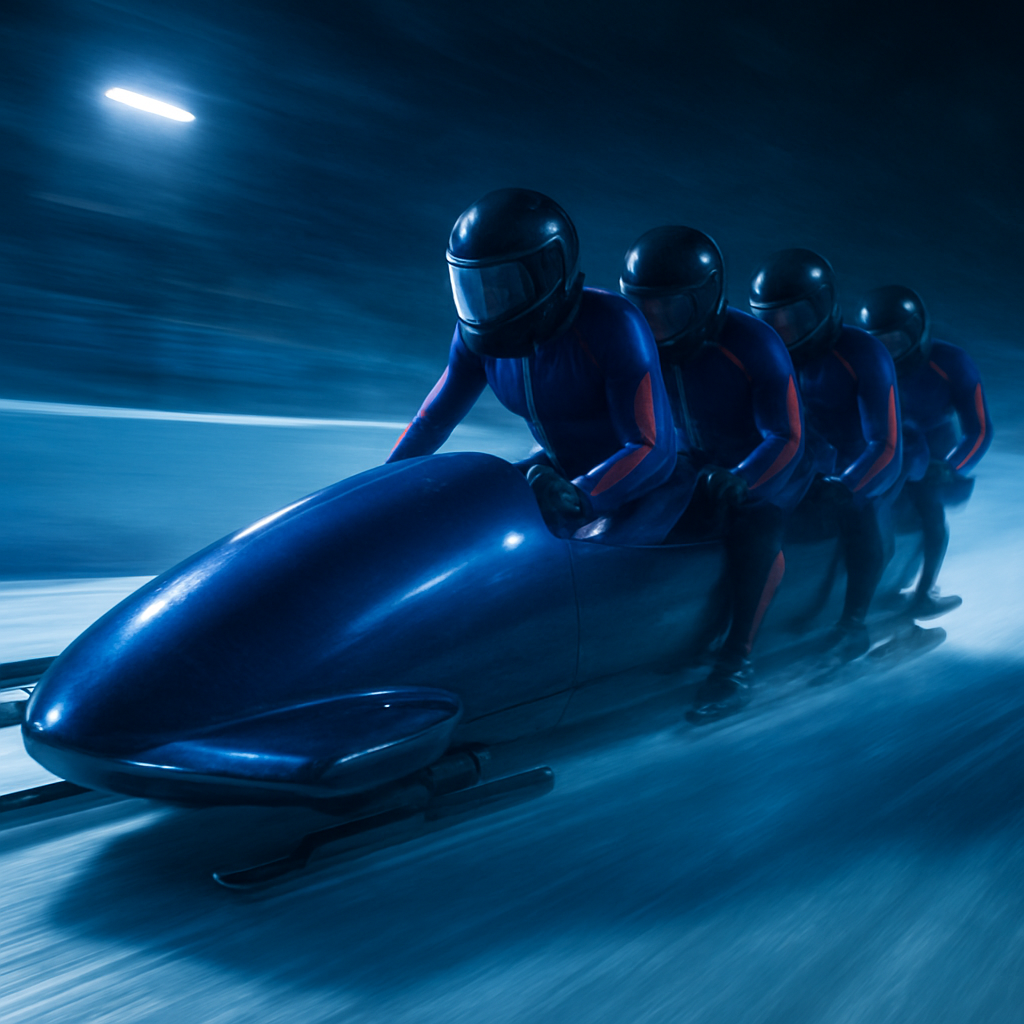 Bobsleigh team in action